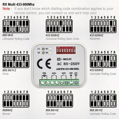 Garage Remote Control Receiver 433MHz 868MHz RX 300 900MHz AC 110V 220V