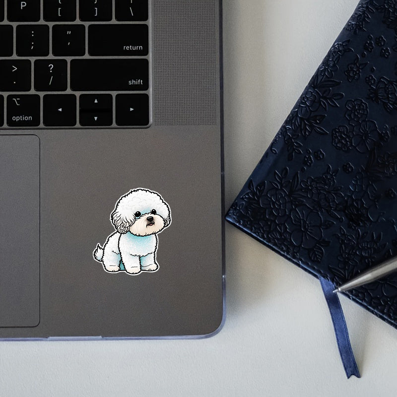 Bichon Puppy Stickers Soft Film Adhesive Decals for Laptop Water Bottle Skateboa