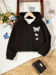 Girls Casual Butterfly Graphic Hoodie Long Sleeve Sweatshirt