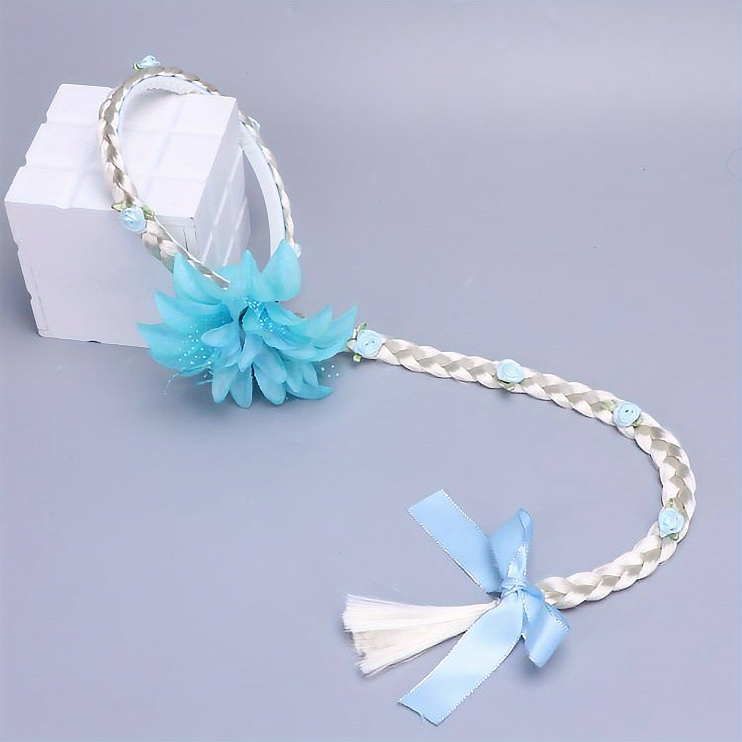 Princess Style Long Wig Hair with Flower Decor for Girls