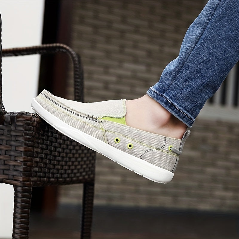 Men's Square Toe Canvas Loafers Slip On Shoes