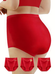 3-Pack Women's Plus Size Graphic Elastic Tummy Control Panties Set