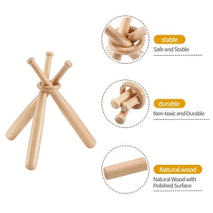 Wooden Baseball Display Holder - Baseball Stand for Sports Players