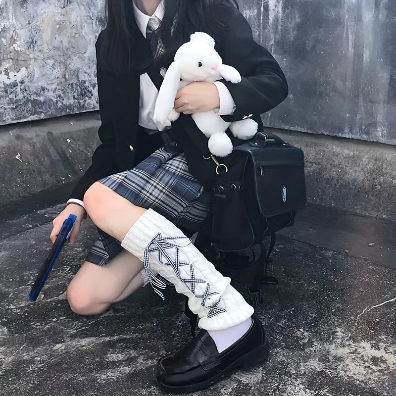 Strappy Rib Knit Leg Warmers Knee High Socks