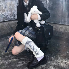 Strappy Rib Knit Leg Warmers Knee High Socks