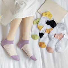 Girls Non-slip Invisible Heeled Socks Breathable Mesh Low Cut Ankle