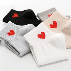 5 Pairs Heart Ankle Socks Comfortable Breathable Stockings