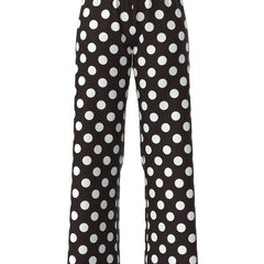 Polka Dot Wide Leg Jogger Pants Women's Activewear
