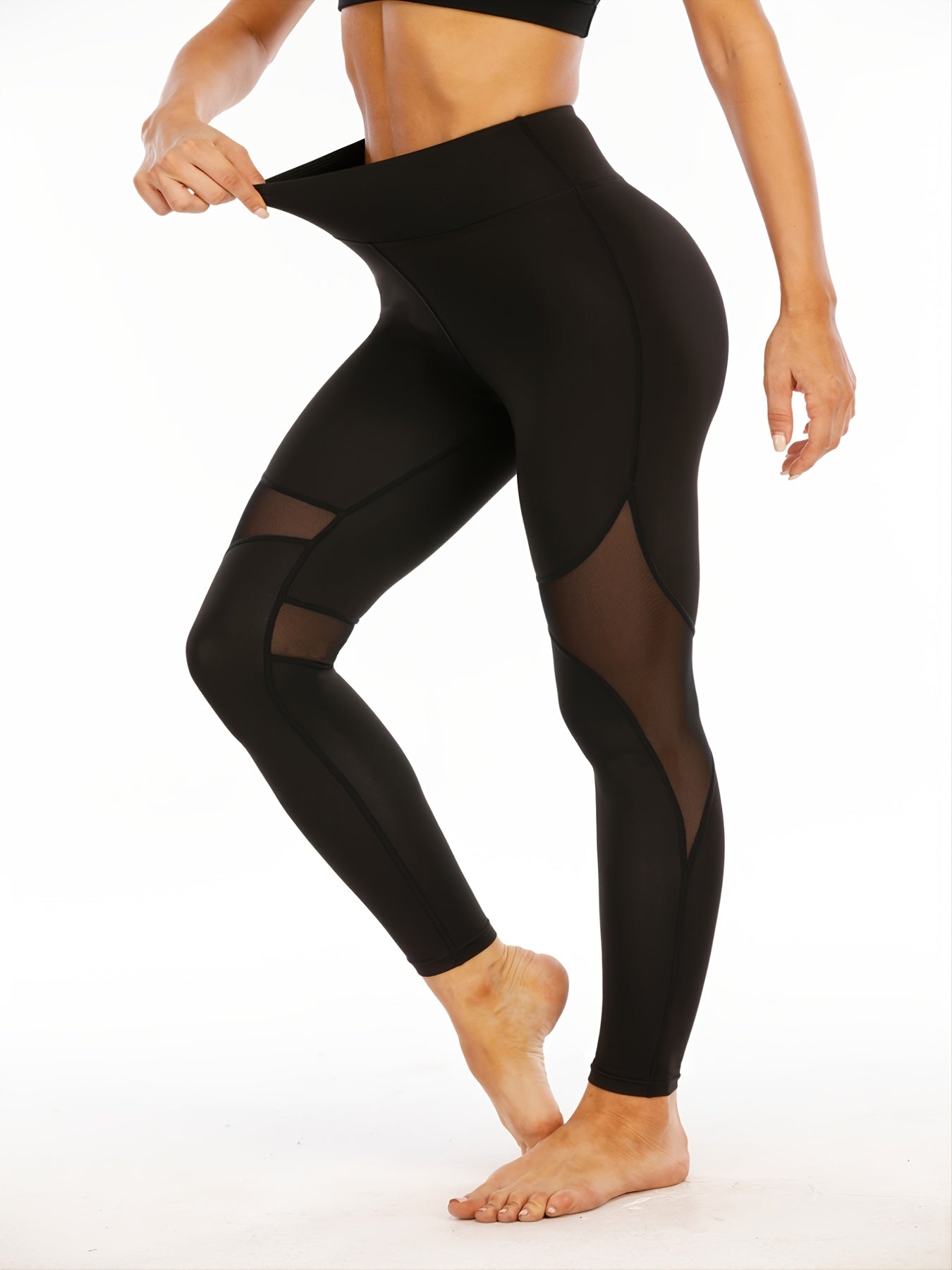 High Stretch Yoga Pants Mesh Stitching Leggings