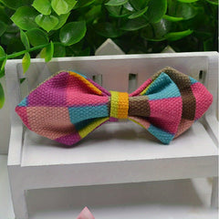 Adjustable Plaid Striped Polka Dots Bow Tie Accessory