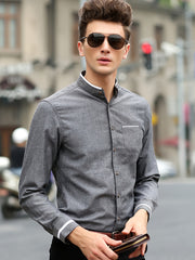 Men's Vintage Style Button Up Shirt for Business Occasion