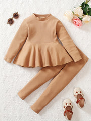 Girls Long Sleeve Top & Leggings 2pcs Set for Spring/Autumn