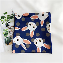 Rabbit Print Scarf Polka Dot Satin Neckerchief Bandana Head Wrap Hair Accessory