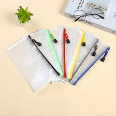 Grid Pencil Bag Zipper Storage Document Mask Receipt