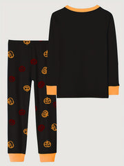 2pcs Halloween Pajamas Set for Kids Long Sleeve Top & Pants Boy's Loungewear