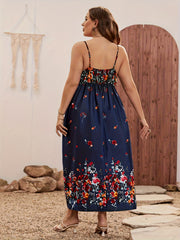Floral Print Lace Trim Maxi Dress