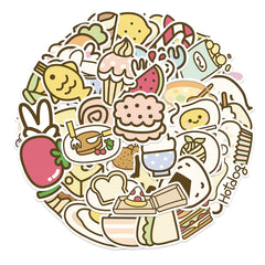 50pcs Cartoon Food Doodle Waterproof Stickers DIY Creative Toys