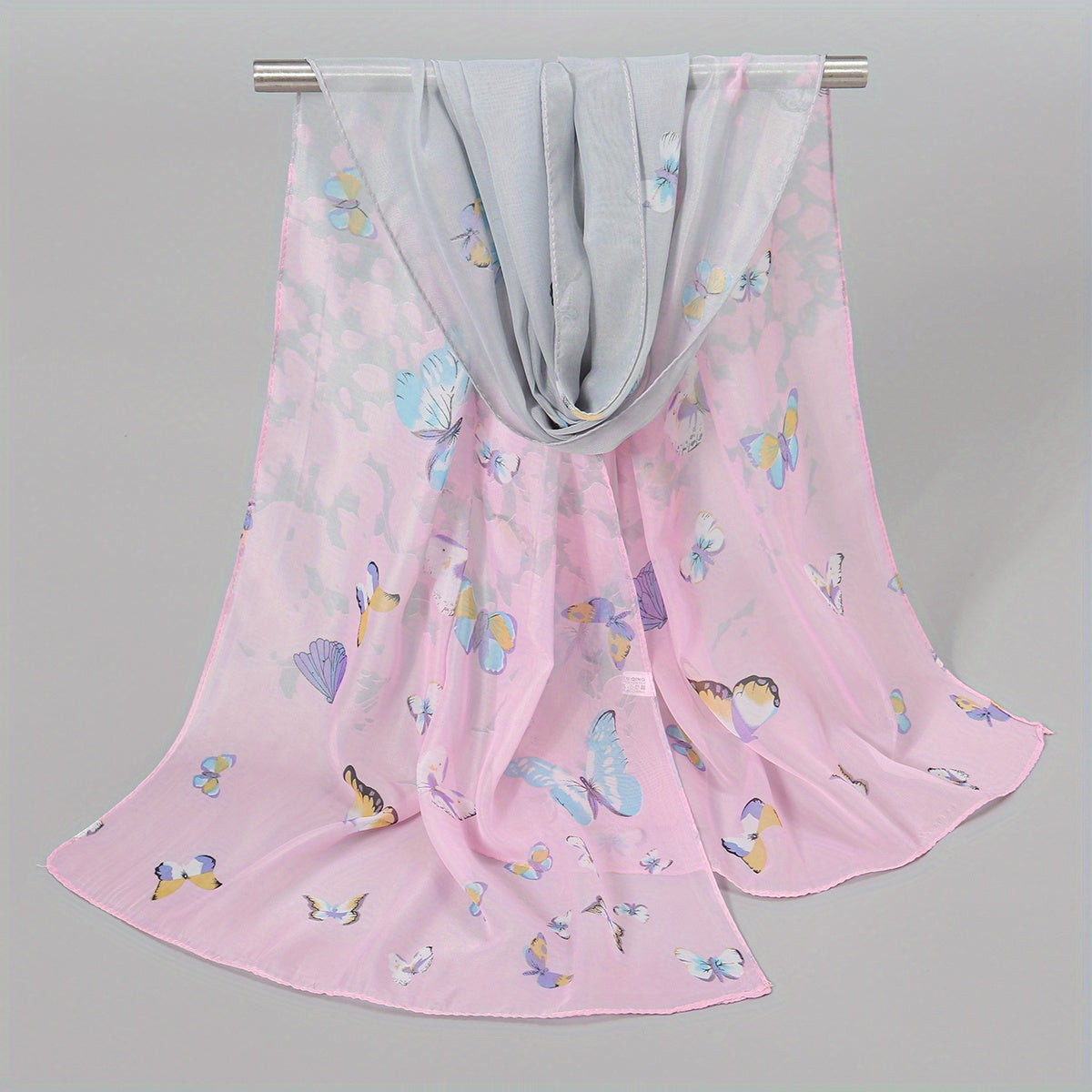 Butterfly Print Scarf Gradient Thin Shawl Windproof Head Wrap