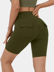 Women's Solid Stretch Fitness Shorts with Pockets