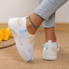 Women's Floral Print Sneakers Lightweight Casual Outdoor Sporty Shoes