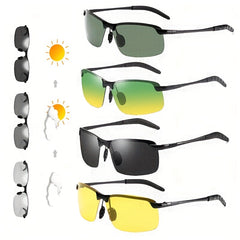 Men's Polarized Sunglasses + Night Driving Glasses + Zipper Case