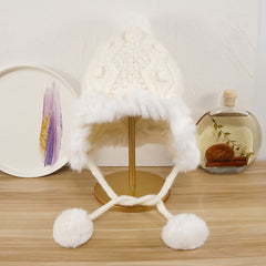 Women's Winter Skull Beanie Faux Fur Knit Warm Soft Cap For Her Christmas