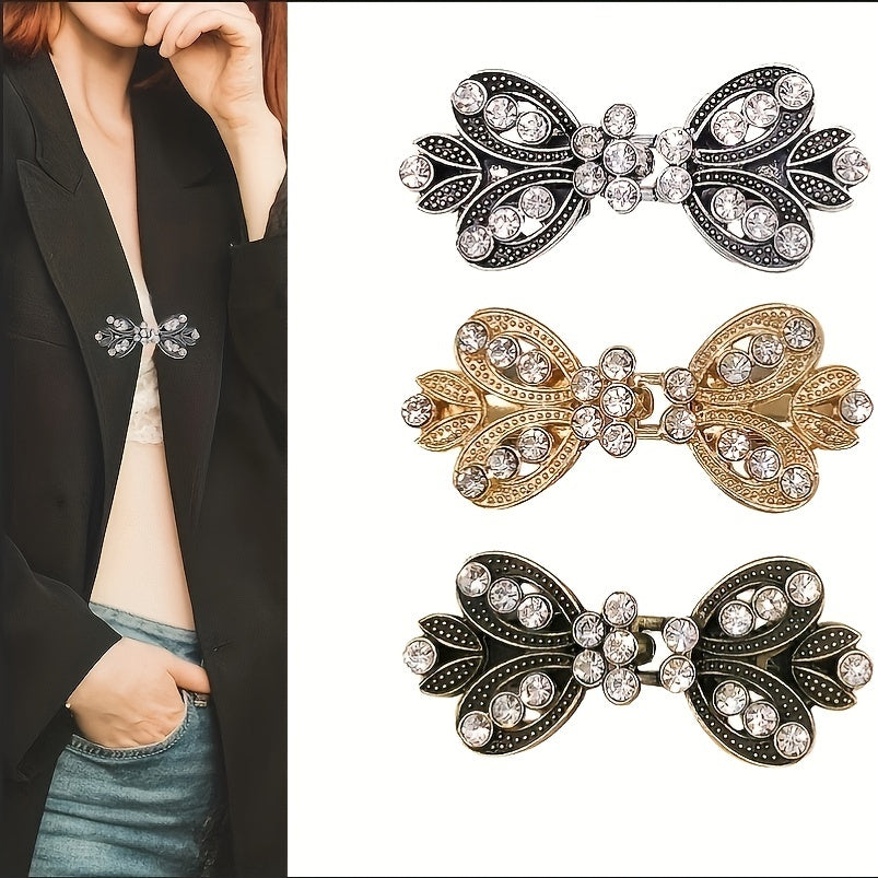 Rhinestone Sweater Clip Alloy Cloak Buckle Collar Clip Silk Scarf Buckle