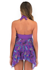 Starry Butterfly Tankini Set Halter Neck Two Piece Swimsuit Women's Swimwear