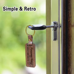 Walnut Wooden Keychain Keyring Retro Love Words Engraved Key Chain