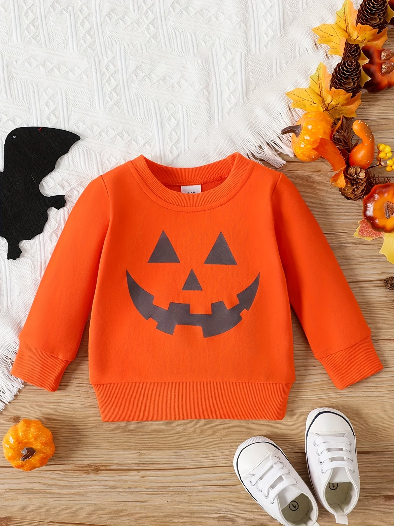 Baby Pumpkin Smiling Face Sweatshirt Kids Top