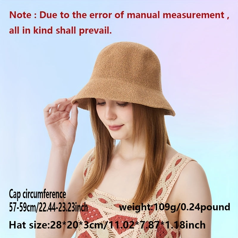 French Style Bucket Hat Solid Casual Sunshade Basin Hat
