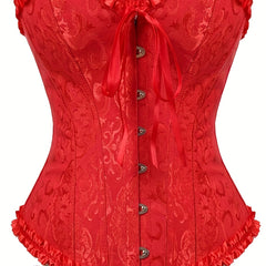 Strapless Corset Bustier Tummy Control Lace Up Jacquard Body Shaper