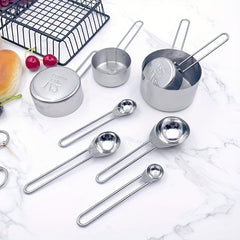8pcs Measuring Cups/Spoons Set Stainless Steel Handle Cup Graduated Spoon