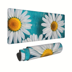 Large Daisies Desk Pad Teal Turquoise Mouse Pad
