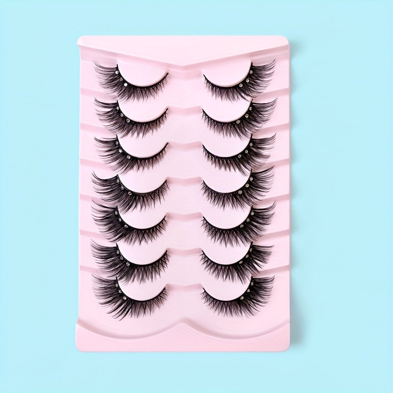 Bejeweled Full Strip False Eyelashes Natural Volume Curly Makeup Lash Extension