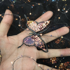 Sequin Butterfly Mesh Embroidered Fabric for Sewing Apparel Costumes Craft
