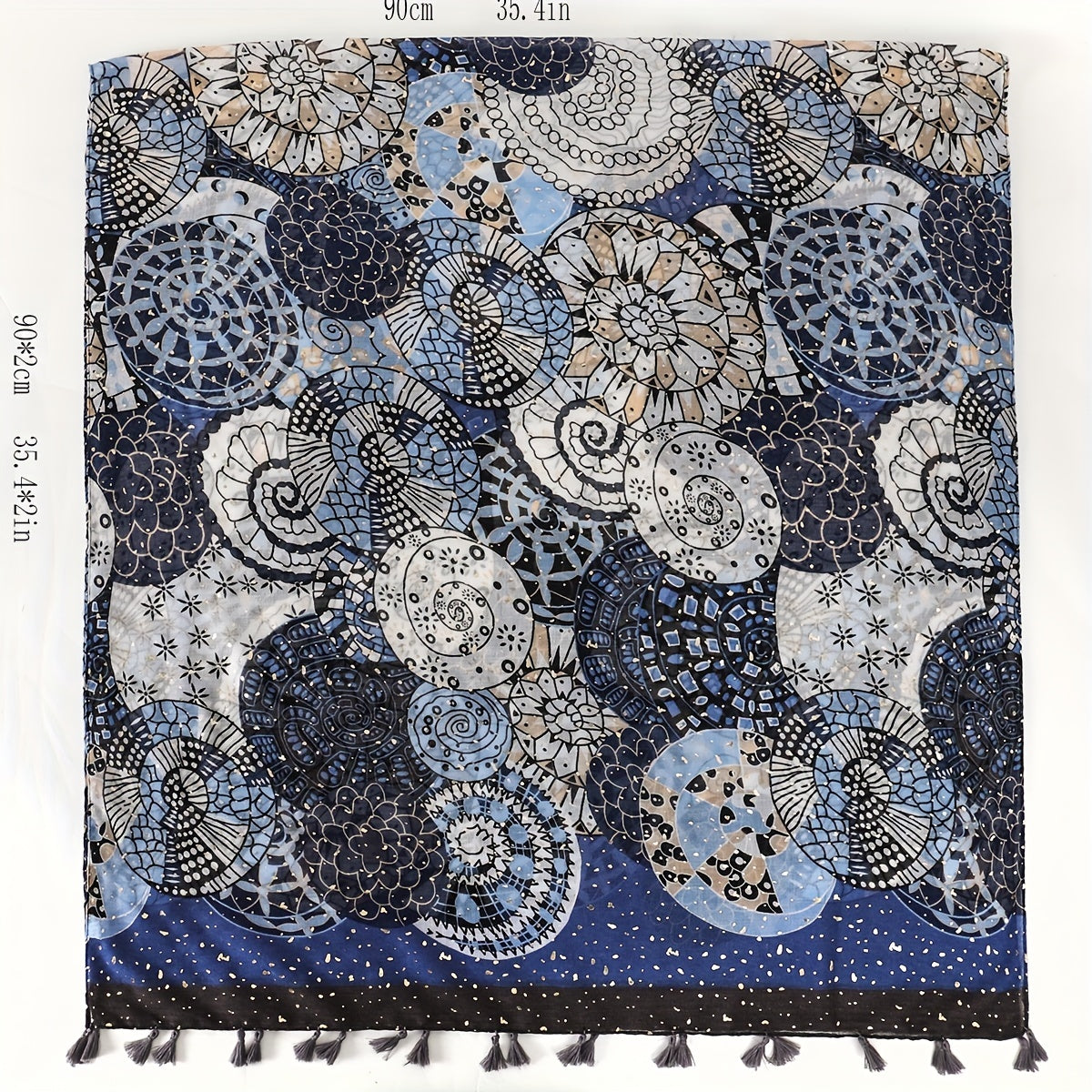 Vintage Printed Scarf Tassel Shawl Windproof Head Wrap