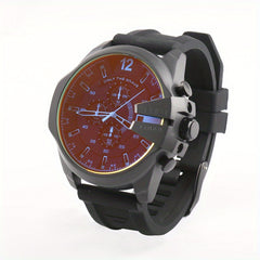 KUERST Large Dial Quartz Watch with Calendar and Soft Strap
