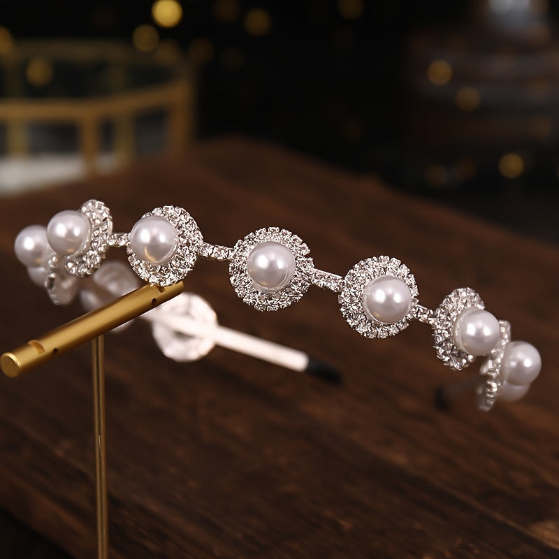 Crystal Faux Pearl Headband Earring Set Bridal Hair Accessories
