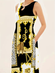 Boho Sleeveless Beach Swing Dress with Pockets