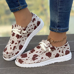 Women's Cow Spot Skate Shoes Lightweight Lace-up