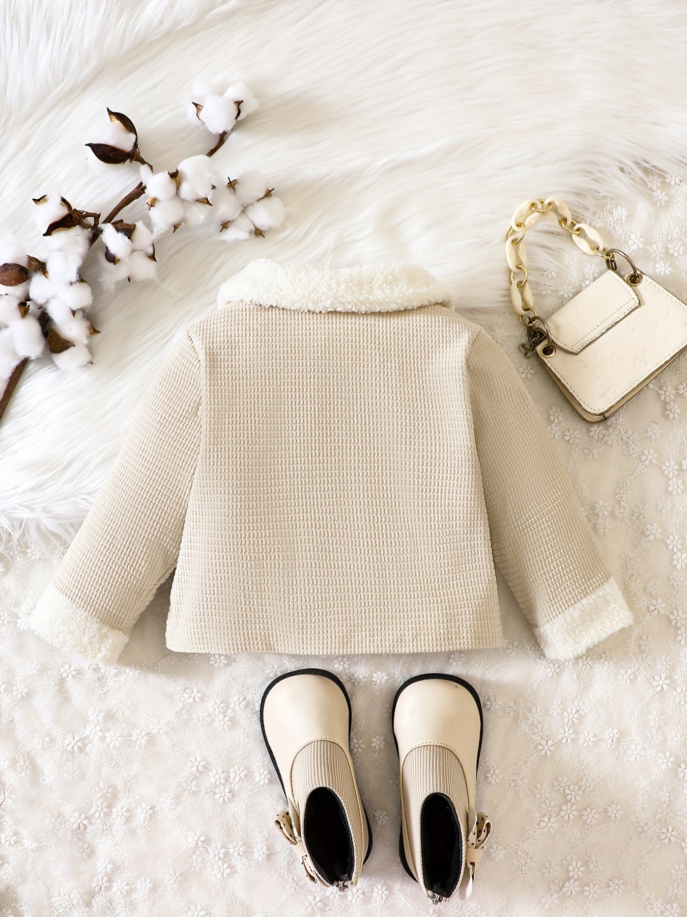 Baby Girl Corduroy Thermal Coat Lapel Cardigan Jacket