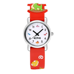 Girls Dinosaur Pattern Watch With Silicone Band