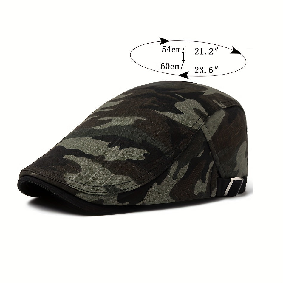 Men's Camo Beret Thin Soft Newsboy Cap Outdoor Casual Hat