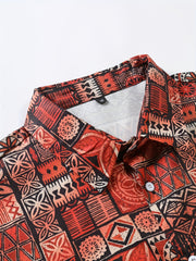 Men's Hawaiian Shirt Allover Print Button Up Short Sleeve for Beach Vacation