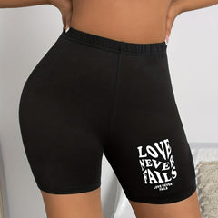 Love Never Fails Letter Print Shorts Women's Clothing