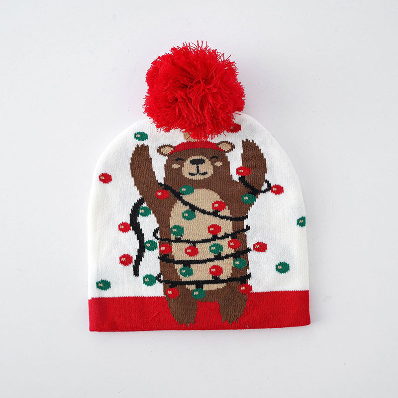 Bear Lantern Fur Ball Knitted Hat for Valentines
