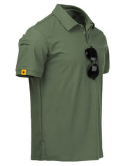 Men's Lapel 1/4 Button Short Sleeve Shirt For Fitness Training