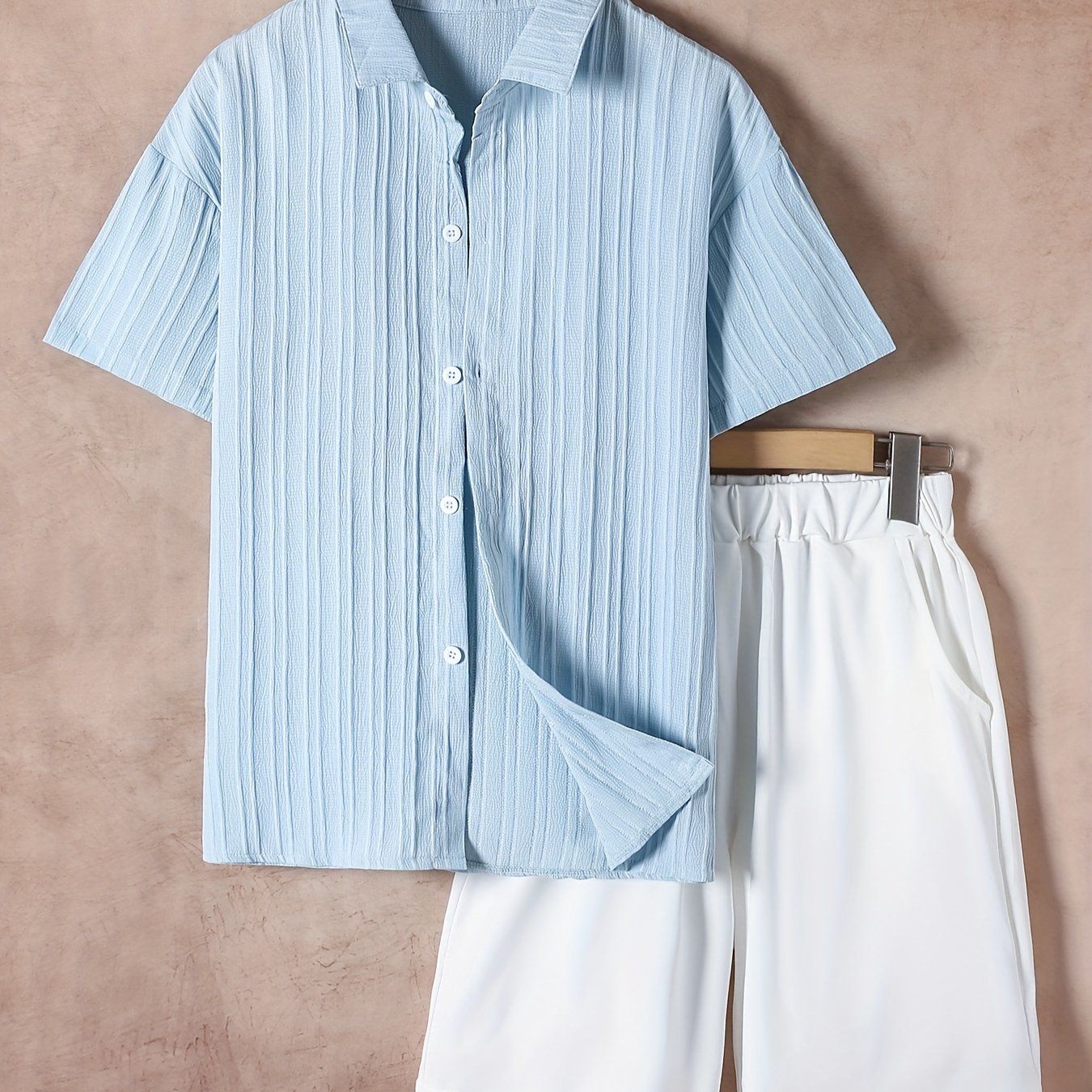 2pcs Boys Short Sleeves Shirt & Shorts Set Kids Summer Clothes