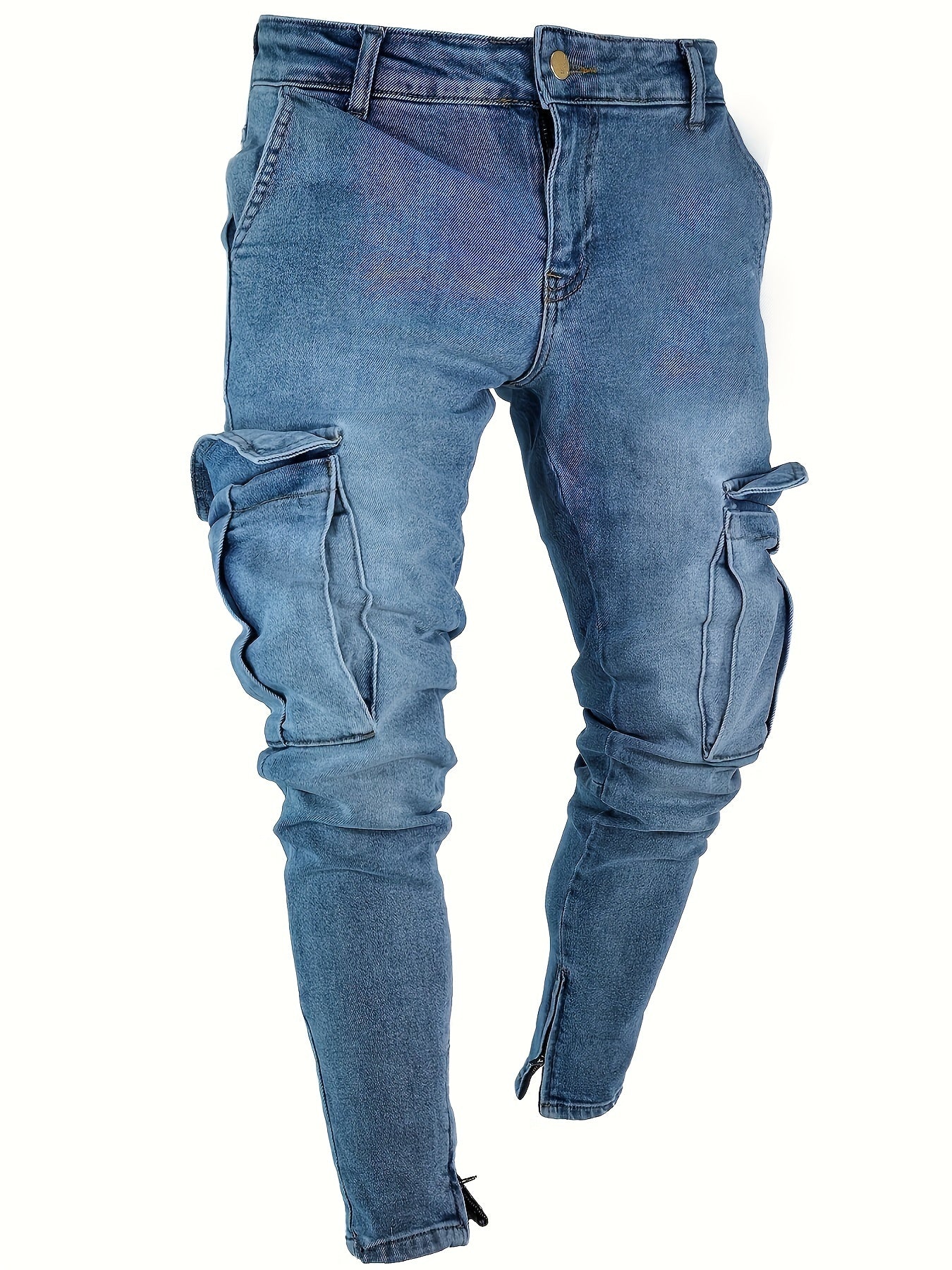 Men's Skinny Fit Cargo Pants with Flap Pocket